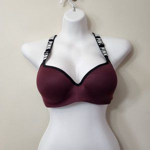 Victoria's Secret Pink Push-up Sports Bra burgundy with black trim L